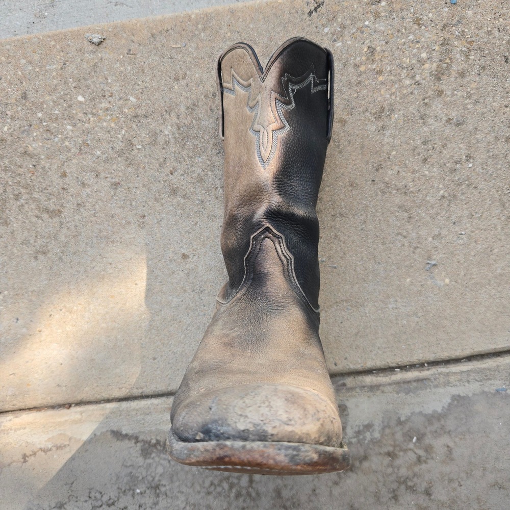 SINGLE Lucchese 2000 RIGHT BOOT ONLY 9 B Men Black Distressed Cowboy Replacement - Picture 11 of 14
